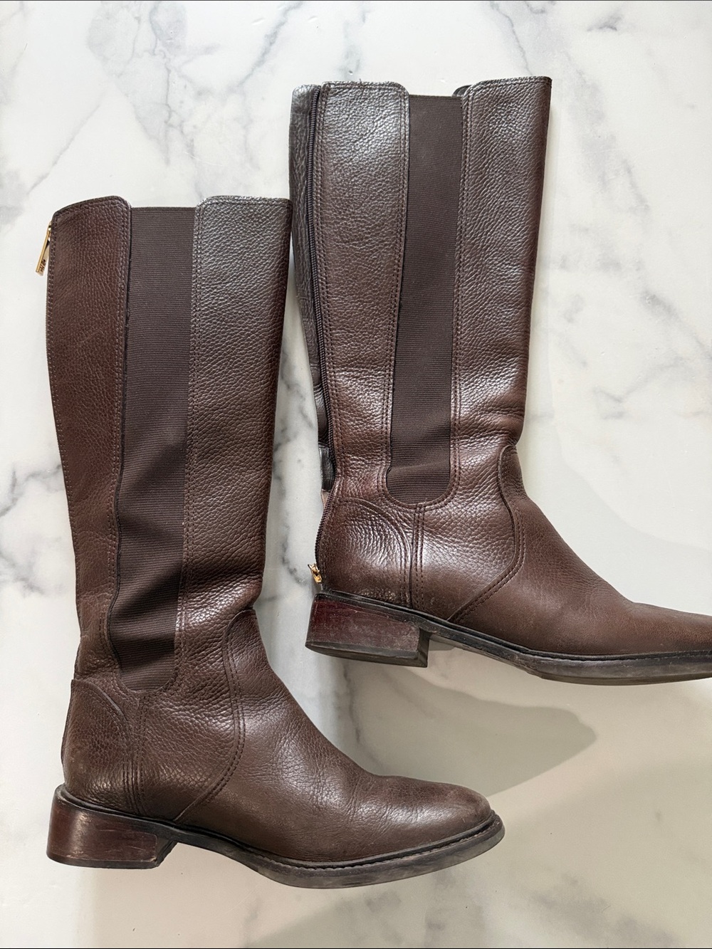 Tory Burch Brown Leather Knee-High Riding Boots- Christy 30mm